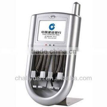 Public cell phone charging station kiosk