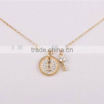 Wholesale Fashion Silver Lock and Key Pendant 925 Solid Silver Gold Plated Necklace photo-2