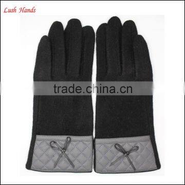 2016 New Style Woolen Gloves With Leather Wrist for Women photo-5