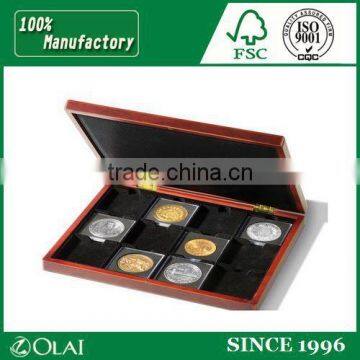 YiWu manufacturer produce wooden commemorative coin safe box, coin bank boxes