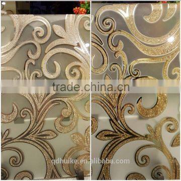 3-6mm ice glass /titanium glass/ acid etched glass/ golden color in shahe city