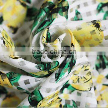 Figure pineapple flower printed organza plaid