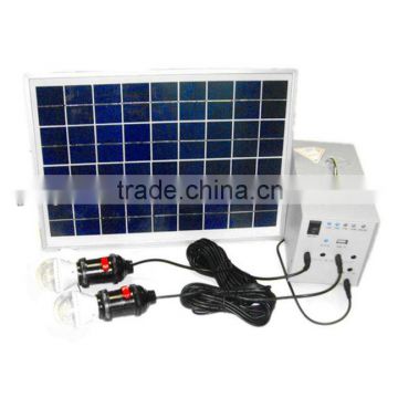 20w home solar lighting system with 2 LED lights,1*5VUSB,4*12V output