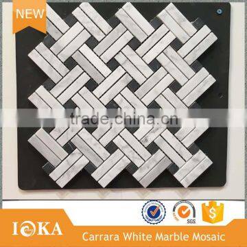 Bianco Carrara White Marble Mosaic Tile In Strip Shaped