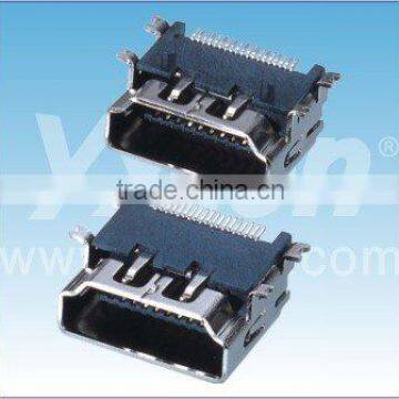 China manufactory 19pin with SMD locating pins black colour HDMI connector                        
                                                Quality Choice