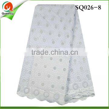 SQ026-8A African White Cotton Lace Fabric With Cheap Price Comfortable Fabric