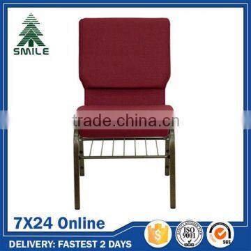 stacking cushion upholstered church chair for sale