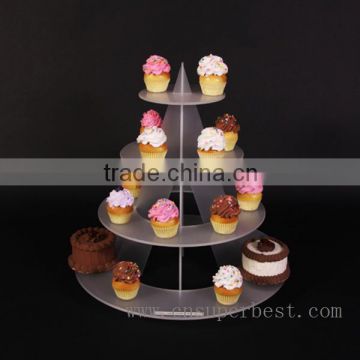 Frosted acrylic cup cake display stand with 4 layers