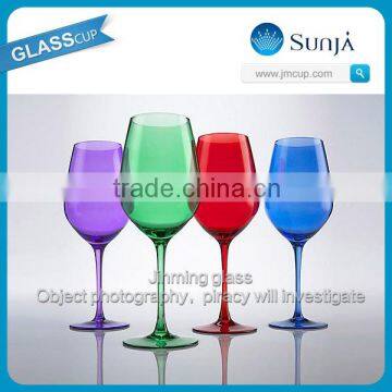 Glass house ware retro alochol glassware colored wine glass goblet customed engraved goblets colored wine glass goblet