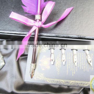 Customized Logo Dip Feather Pen Set With Ink Bottle