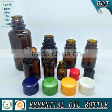 New Design Amber Glass Essential Oil Bottle With Plastic Cap Quality Choice