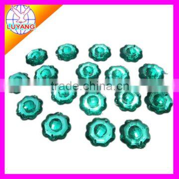 round flower sew-on flatback acryl diamond rhinestone two holes factory sell