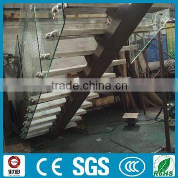DIY Marble Stone Treads Single Iron Stringer Straight Stairs photo-4