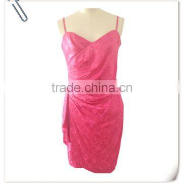 Lady's silk jacquard satin rose short frock evening dress