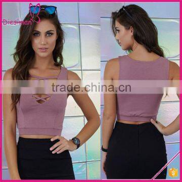 Hot Selling Neck Design Color Blush Designer Fitness Womens Crop Top