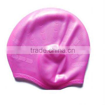 Fashion ear protection silicone swimming cap for adult