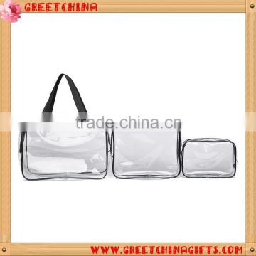 Waterproof clear pvc cosmetic bags with handle