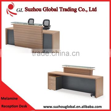 high quality office reception desk with glass