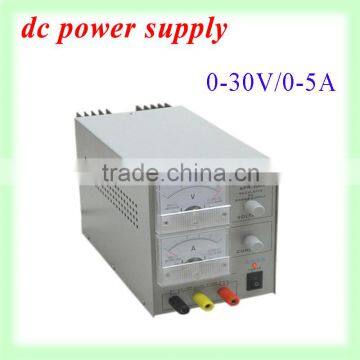 0-30V/0-5A single output dc power supply with Pointer meter shows the voltage and current value.