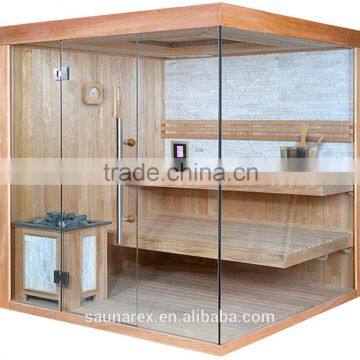 Hemlock Traditional Sauna Room With Glass photo-4