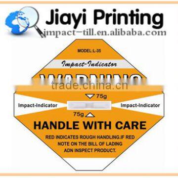 2015 New Arrival Impact Indicator Sticker Shockwatch Label Damage Control Shock Sensor Shipping Label