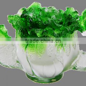 Chinese cabbage liuli colored glaze green and white teapot decoration