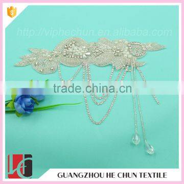 HC-3591 Hechun New Fancy Design Sewing Bling Bead Crystal Applique for Bride