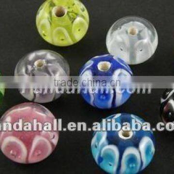 Handmade Lampwork Beads Mix, Round, Assorted Colors(D345)