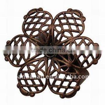 Brass Ring Settings, Red Copper, Flower, Flower: about 27.5mm in diameter; Inner diameter: 16.5mm(KK-Q006-R)