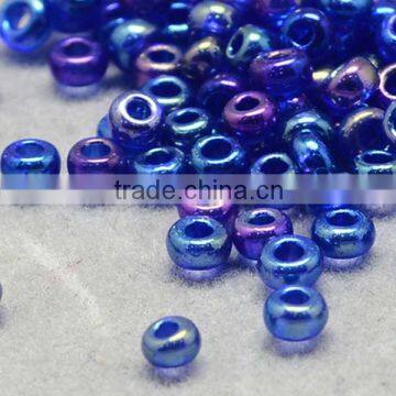 11/0 Round Glass Seed Beads Sizes, Transparent Rainbow Micro Beads(SEED-Q010-F544)