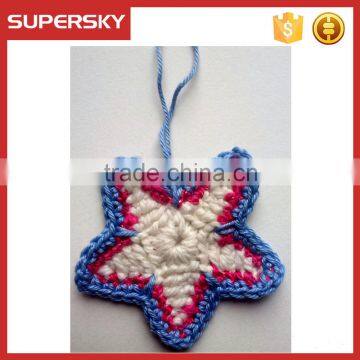 V-743 Merry Christmas Decoration Hand Knit Star Hanging Tree Decoration Knit Christmas Tree Hanging Ornament photo-2