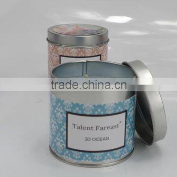 532 Wholesale colorful smokeless tin candle matching with lid,has two wicks