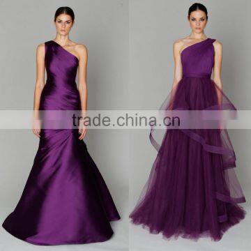 Latest stylish design Pre-Fall 2015 Purple single shoulder Evening Gown women's manufacture supply directly Evening Dress