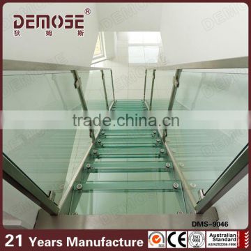 indoor stainless steel glass stair/ stair metal used for sale