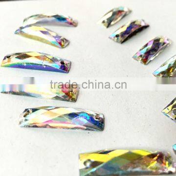 7*21 ab Color Rectangle Flat Back Faceted Sewing on Craft Trimming Garment Accessories Sew on 2 Holes