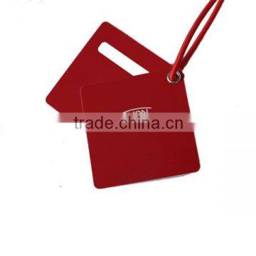 RED PVC luggage tag factory, print baggage PVC bag tag set