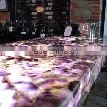 Natural Quartz Stone Polished Big Slab Amethyst Precious Gemstone for Counter