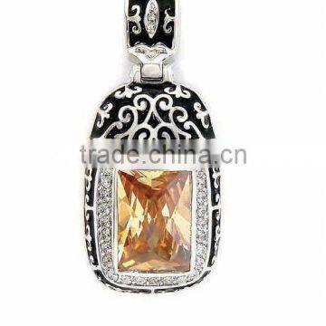 Champagne Zircon Fashion Silver Pendant