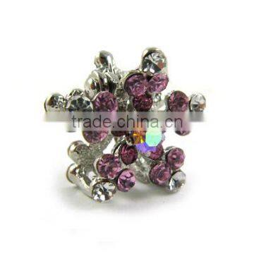 SpeciaL Purple Flower Claw Rhinestone Alloy Hair Clip Jaw Hairpin