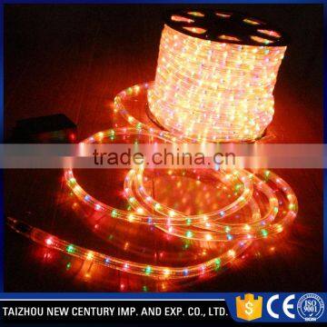 round 2 wire 13mm orange color remote control led rope light