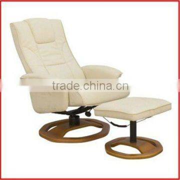 Beige PU Massage Recliner chairs with ottoman