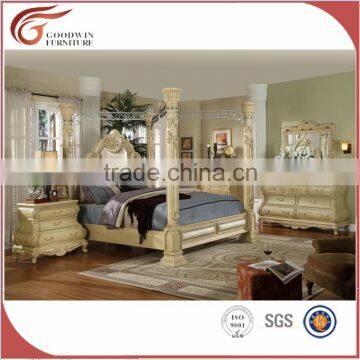 WA149 Royal solid wood king bed with white Design Bedroom Wooden Style