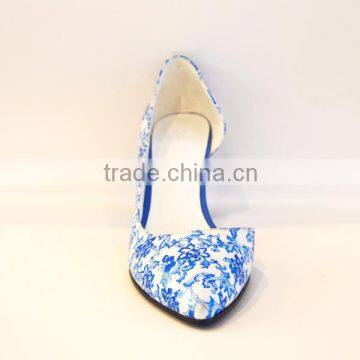 Hot Selling Chinese Ink Painting Pretty Women Dress Shoes Blue and White Porcelain Flower Women Grace Sandals photo-4