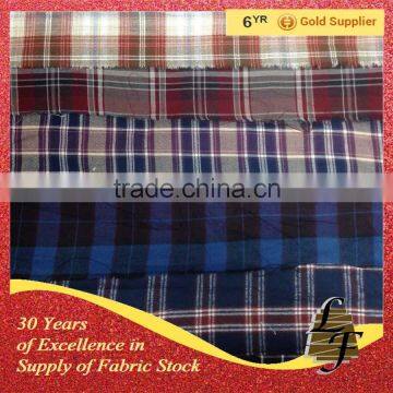 china supplier 100% cotton flannel check stock lot fabric for shirt