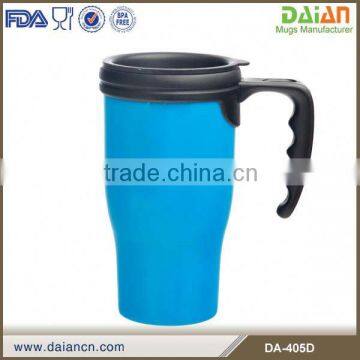 Custom double-wall plastic travel mugs 16oz wirh handle