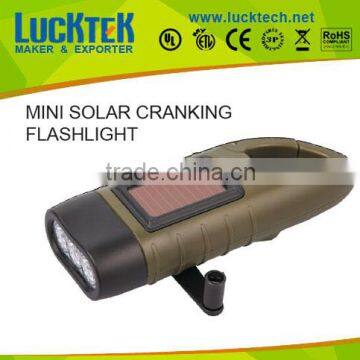 2015 top sell mini solar hand crank flashlight