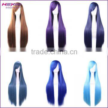 Colorful 80cm 31'' High Quality Cheap Long Straight Synthetic Cosplay Wigs