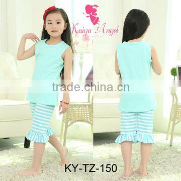 Summer Kids Child Blue Clothes Set Casual Style Teen Girl Soft Clothing Set Baby Girl Kids Clothing Sets