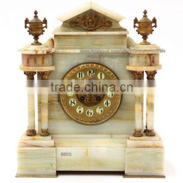 White onyx House shaped Desk and Table Clock