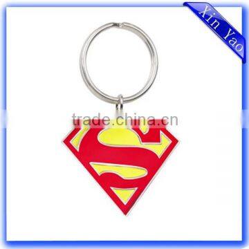 Hot sale Superman custom engraved metal silver keychain